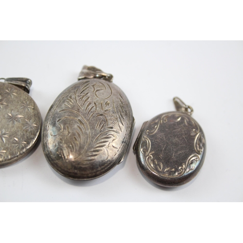 309 - Five Silver Lockets With Etched Designs (41g)