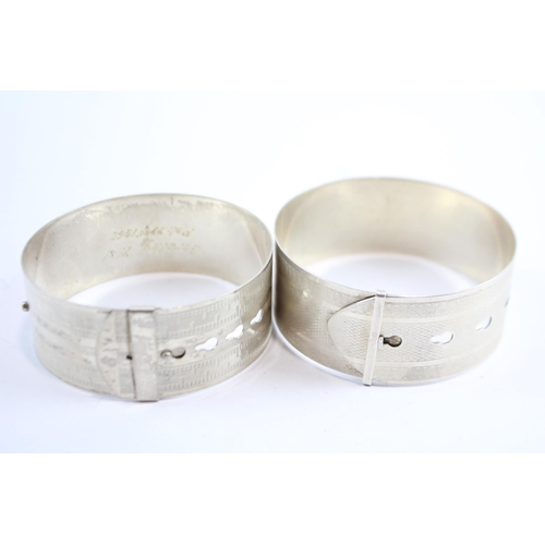 314 - Two Silver Machine Etched Buckle Bangles Including Charles Horner (59g)