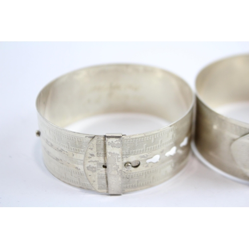 314 - Two Silver Machine Etched Buckle Bangles Including Charles Horner (59g)