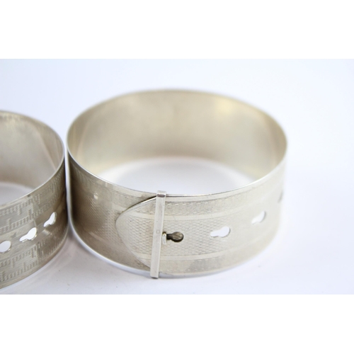 314 - Two Silver Machine Etched Buckle Bangles Including Charles Horner (59g)