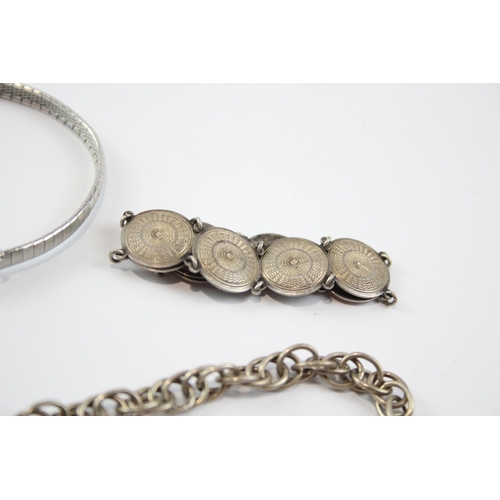 317 - Five Silver Bracelets Including Modernist Style (74g)