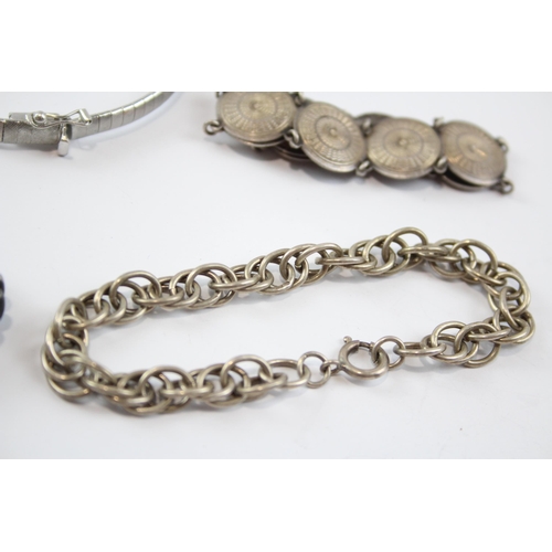 317 - Five Silver Bracelets Including Modernist Style (74g)