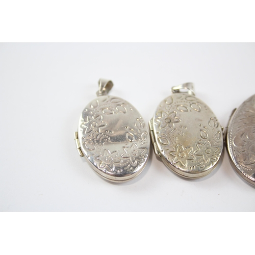 318 - Four Silver Lockets With Floral/Foliate Designs (29g)