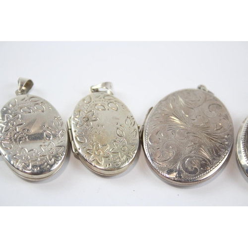 318 - Four Silver Lockets With Floral/Foliate Designs (29g)