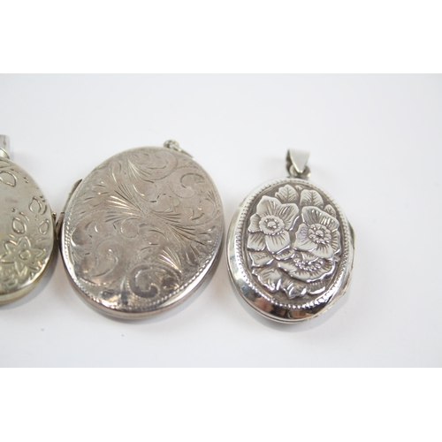 318 - Four Silver Lockets With Floral/Foliate Designs (29g)