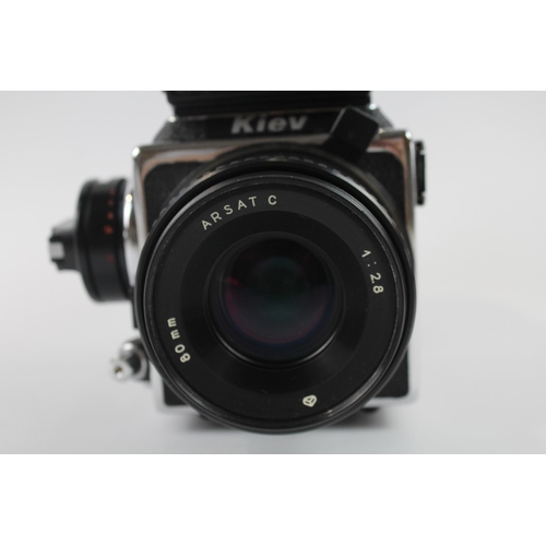 373 - Kiev 88CM Medium Format FILM CAMERA w/ Arsat C 80mm F/2.8 Lens WORKING