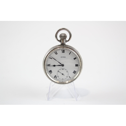 384 - CYMA STERLING SILVER Men's Vintage Open Face POCKET WATCH Hand-Wind WORKING