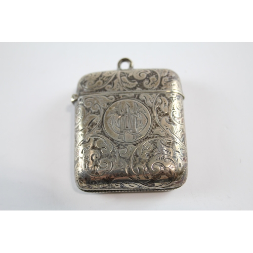 392 - Antique Victorian 1889 Birmingham Sterling Silver Vesta / Match Case (32g)