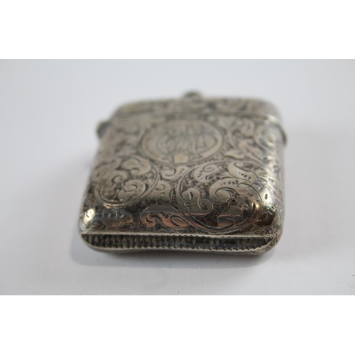 392 - Antique Victorian 1889 Birmingham Sterling Silver Vesta / Match Case (32g)