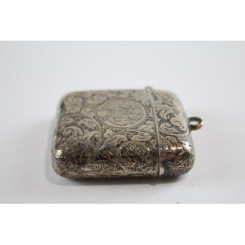 392 - Antique Victorian 1889 Birmingham Sterling Silver Vesta / Match Case (32g)