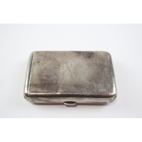 394 - Antique Victorian 1887 Sterling Silver Art Nouveau Cigarette Case (115g)