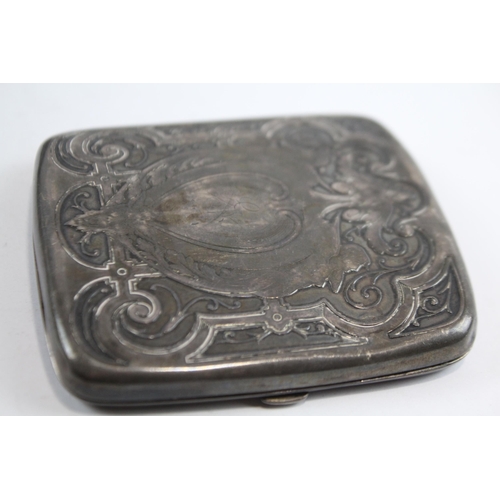 395 - Antique / Vintage Stamped .925 Sterling Silver Art Nouveau Cigarette Case (74g)