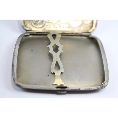 395 - Antique / Vintage Stamped .925 Sterling Silver Art Nouveau Cigarette Case (74g)