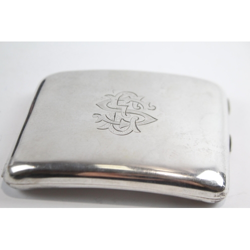 397 - Antique Hallmarked 1919 Birmingham Sterling Silver Cigarette Case (128g)