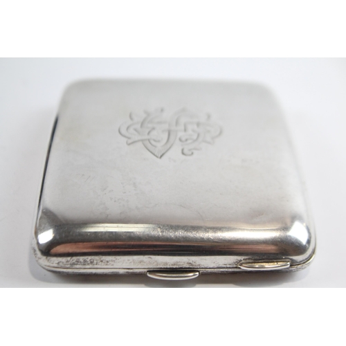 397 - Antique Hallmarked 1919 Birmingham Sterling Silver Cigarette Case (128g)