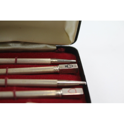 404 - 4 x Vintage .925 Sterling Silver Cribbage Propelling Pencils w/ Enamel (25g)