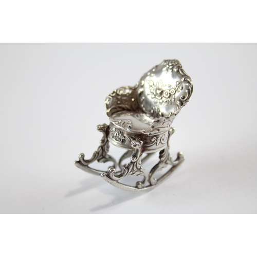 408 - Vintage 1924 Chester Import Sterling Silver Miniature Rocking Chair (19g)