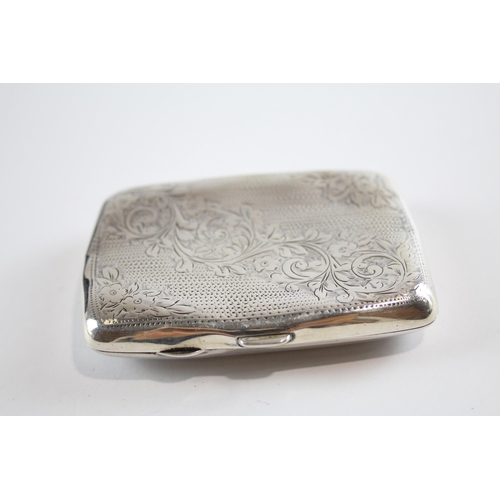 422 - Antique Edwardian Hallmarked 1909 Birmingham Sterling Silver Cigarette Case 59g