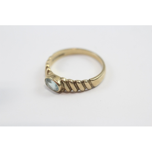43 - 9ct Gold Aquamarine Single Stone Ring (2.4g) Size  N 1/2