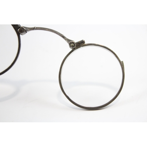 430 - Antique / Vintage Stamped .935 Silver French Lorngette Foldable Spectacles (31g)