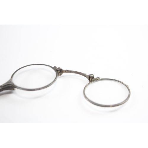 430 - Antique / Vintage Stamped .935 Silver French Lorngette Foldable Spectacles (31g)