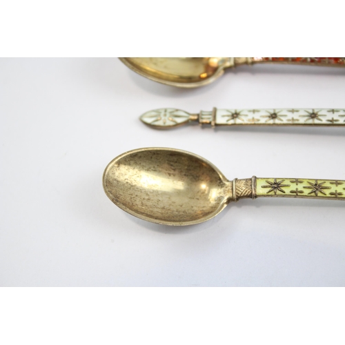 438 - 6 x Vintage Stamped .925 Sterling Silver Norway Teaspoons w/ Enamel (48g)