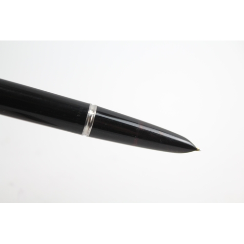 474 - Vintage Parker 51 Black Fountain Pen w/ Brushed Steel Cap WRITING Boxed