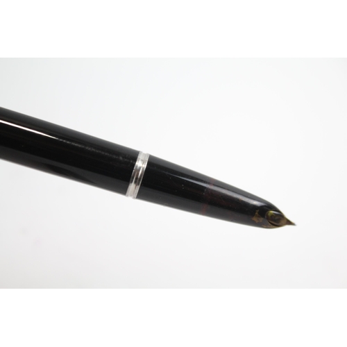 474 - Vintage Parker 51 Black Fountain Pen w/ Brushed Steel Cap WRITING Boxed