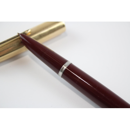 475 - Vintage Parker 51 Burgundy Fountain Pen w/ Rolled Gold Cap WRITING