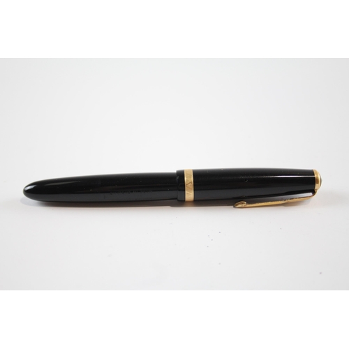 478 - Vintage Parker Duofold Black Fountain Pen w/ 14ct Gold Nib WRITING Boxed