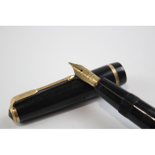 480 - Vintage Parker Senior Duofold Black Fountain Pen w/ 14ct Gold Nib WRITING