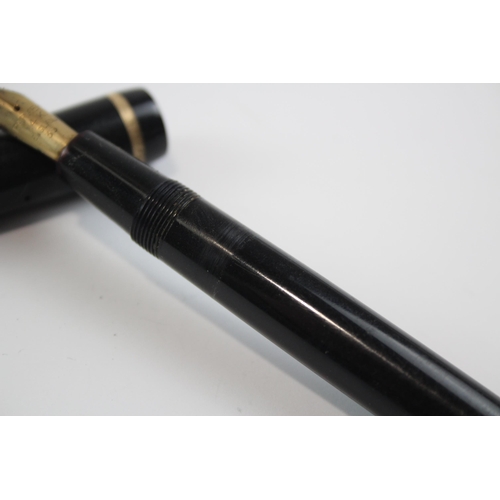 480 - Vintage Parker Senior Duofold Black Fountain Pen w/ 14ct Gold Nib WRITING