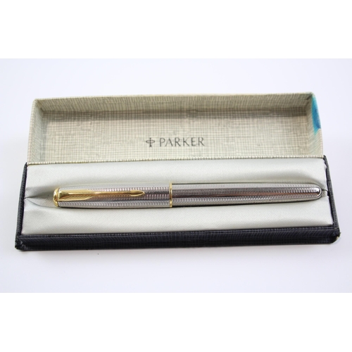 486 - Parker Sonnet Silver Plated Fountain Pen w/ 18ct Gold Nib WRITING (27g)