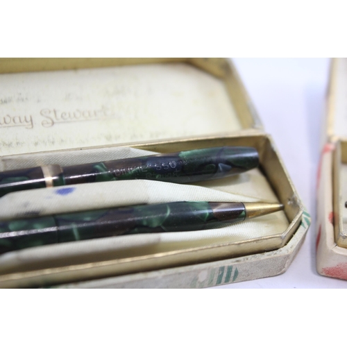 491 - 3 x Vintage Conway Stewart Fountain Pens w/ 14ct Gold Nibs Inc Dinkie, 550, 570