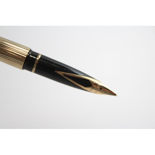 495 - Vintage Sheaffer Targa Gold Plated Fountain Pen w/ 14ct Gold Nib WRITING Boxed