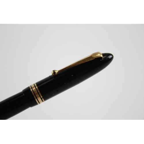 497 - Vintage MABIE TODD Swan Leverless Black FOUNTAIN PEN w/ 14ct Gold Nib WRITING