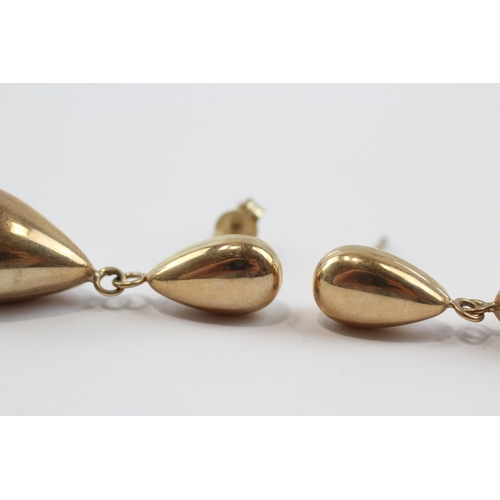 50 - 9ct Gold Puff Drop Dangle Dress Earrings (2.6g)