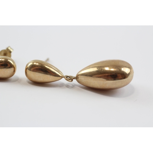 50 - 9ct Gold Puff Drop Dangle Dress Earrings (2.6g)