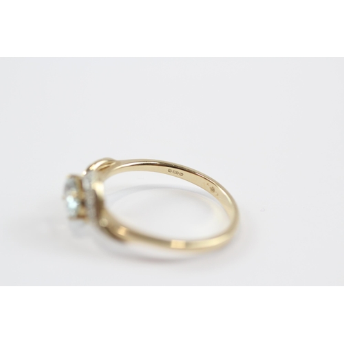 54 - 9ct Gold Diamond & Blue Topaz Dress Ring (2.1g) Size  N 1/2