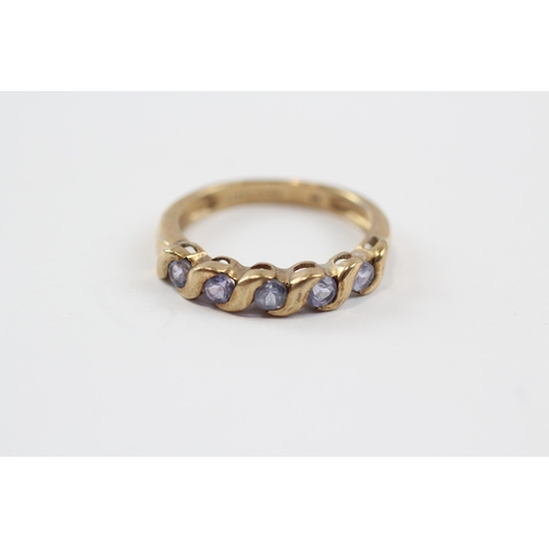 56 - 9ct Gold Tanzanite Five Stone Ring (2.3g) Size  O 1/2