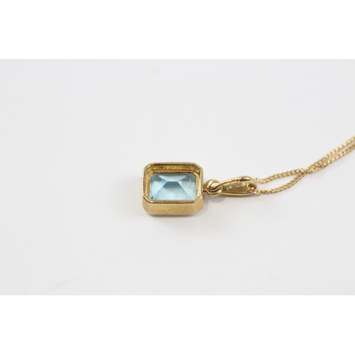 57 - 9ct Gold Blue Topaz Single Stone Pendant Necklace (2.1g)