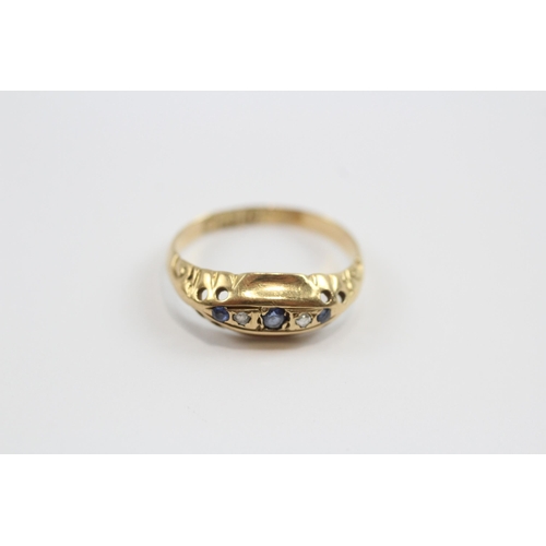 67 - 18ct Gold Antique Diamond & Sapphire Five Stone Ring (1.4g) Size  H