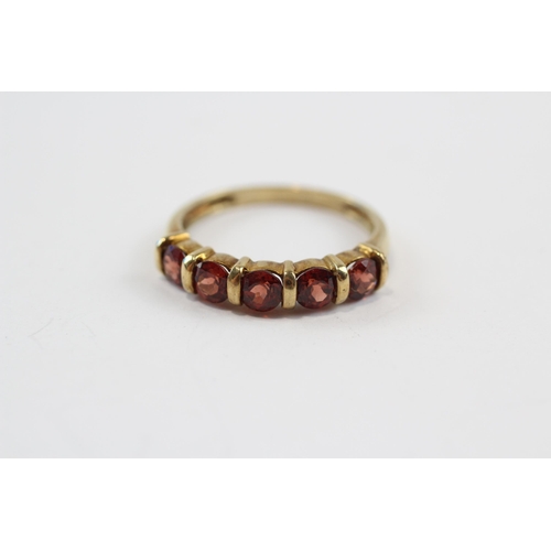 68 - 9ct Gold Garnet Five Stone Ring (2g) Size  P