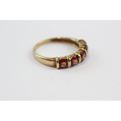 68 - 9ct Gold Garnet Five Stone Ring (2g) Size  P