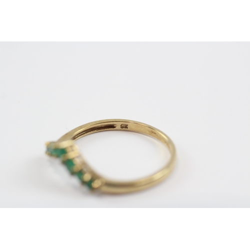 76 - 9ct Gold Emerald Seven Stone Ring (1.4g) P