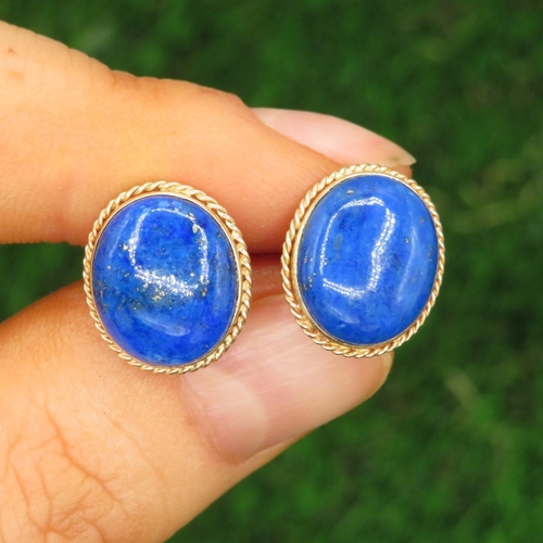 221 - 14ct Gold Lapis Lazuli Marge Stud Earrings (2.8g)