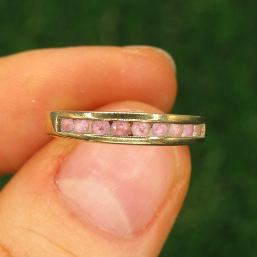 225 - 9ct Gold Pink Sapphire Single Band Ring (1.6g) Size  J