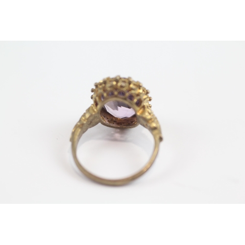 102 - 9ct Gold Vintage Amethyst Set Cocktail Ring (6.1g) Size  P