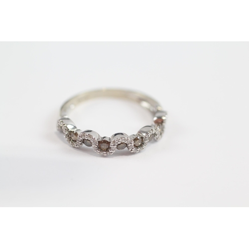 107 - 18ct Gold White And Enhanced Yellow Diamond Set Undulating Half Hoop Eternity Ring (3.5g) Size  O 1/... 