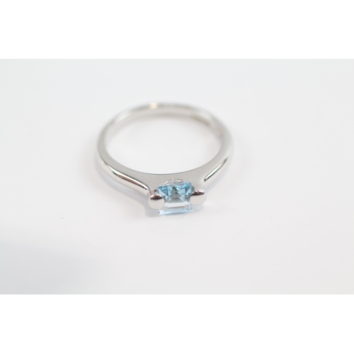 112 - 9ct White Gold Square Cut Topaz Set Solitaire Ring (2.9g) Size  O